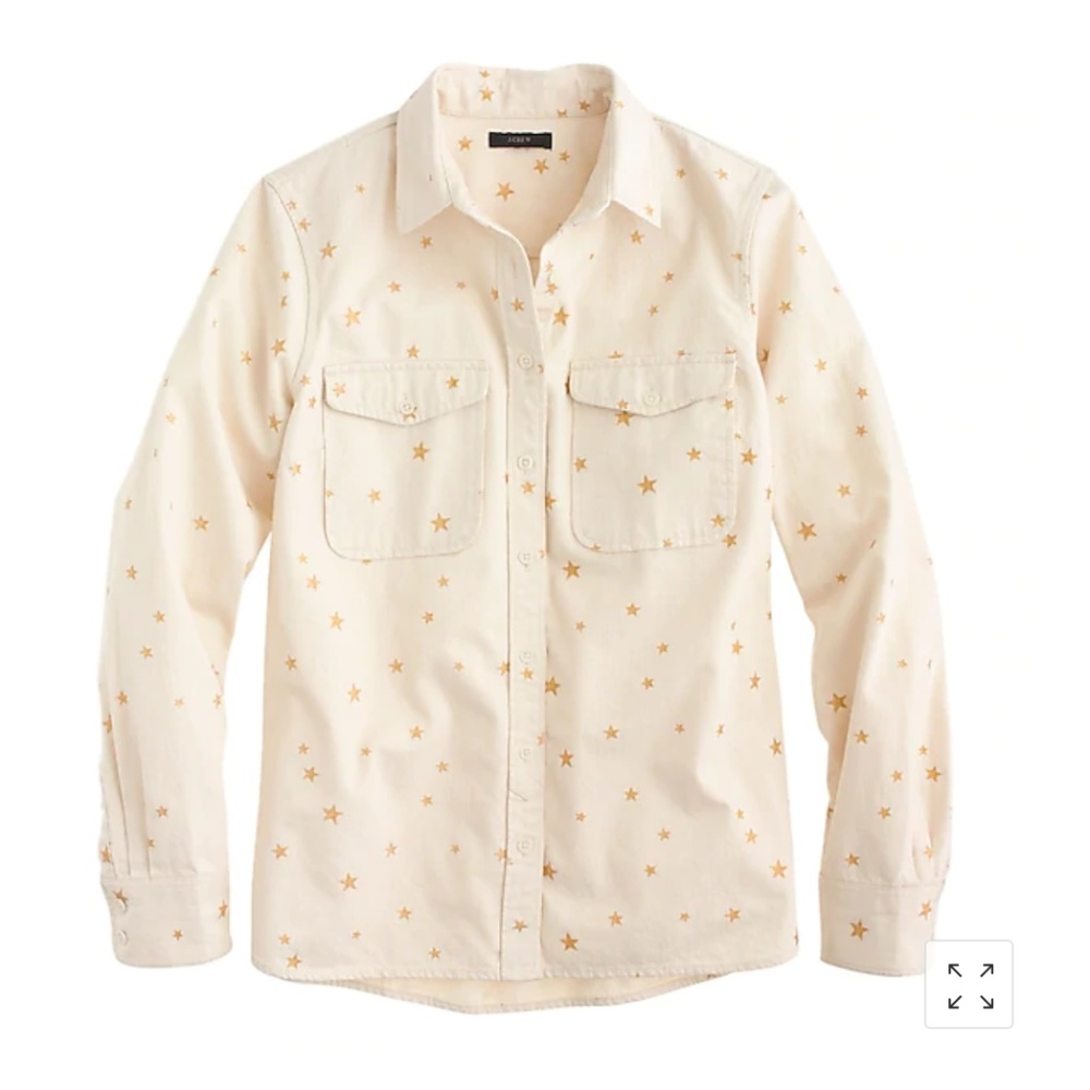J Crew Gold Star Ecru Shirt size S
